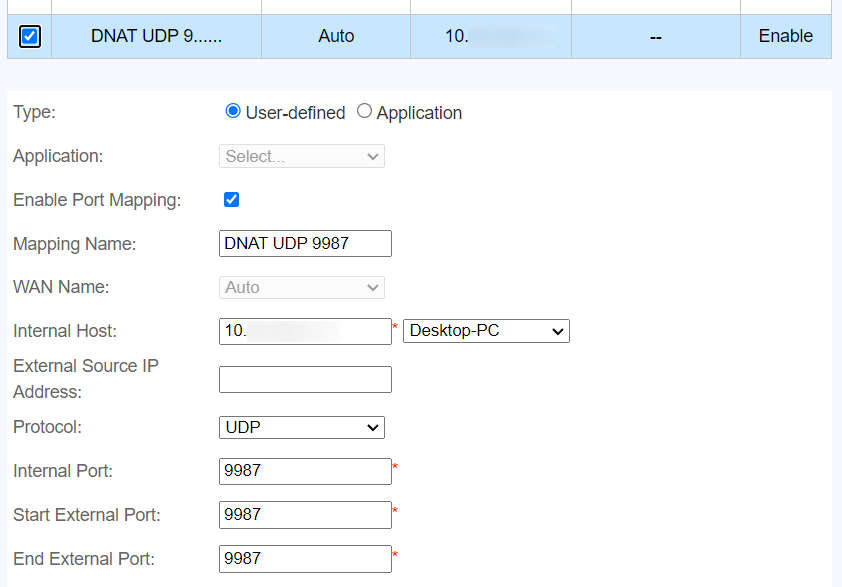 UDP Port 9987 PF rule