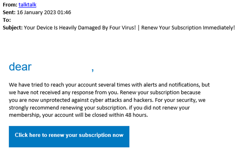 example-of-phishing-email-with-Your-Device-is-Heavily-Damaged-By-Four-Virus!-in-subject