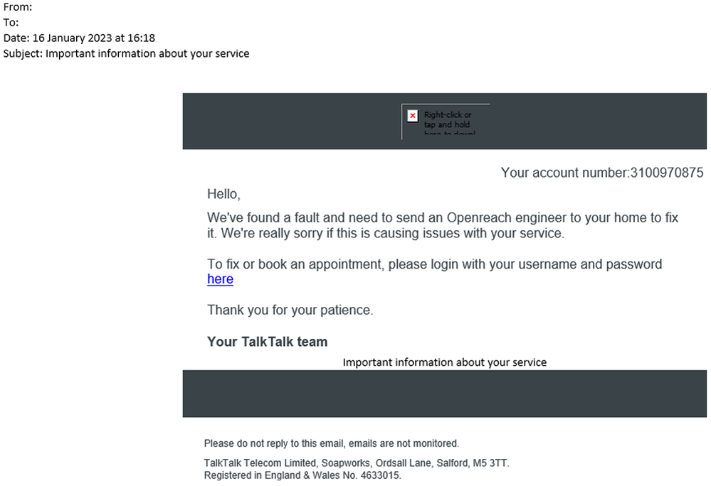 example-of-phishing-email-with-Important-information-about-your-service-in-subject