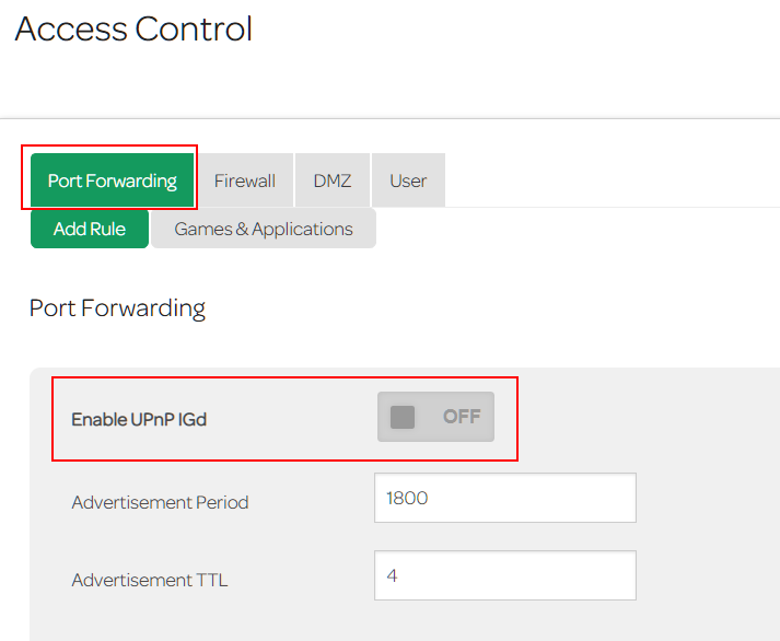 Disable UPnP
