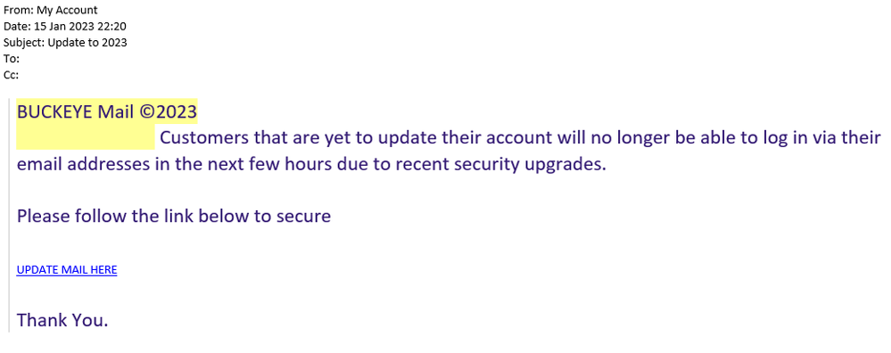 example-of-phishing-email-with-Update-to-2023-in-subject