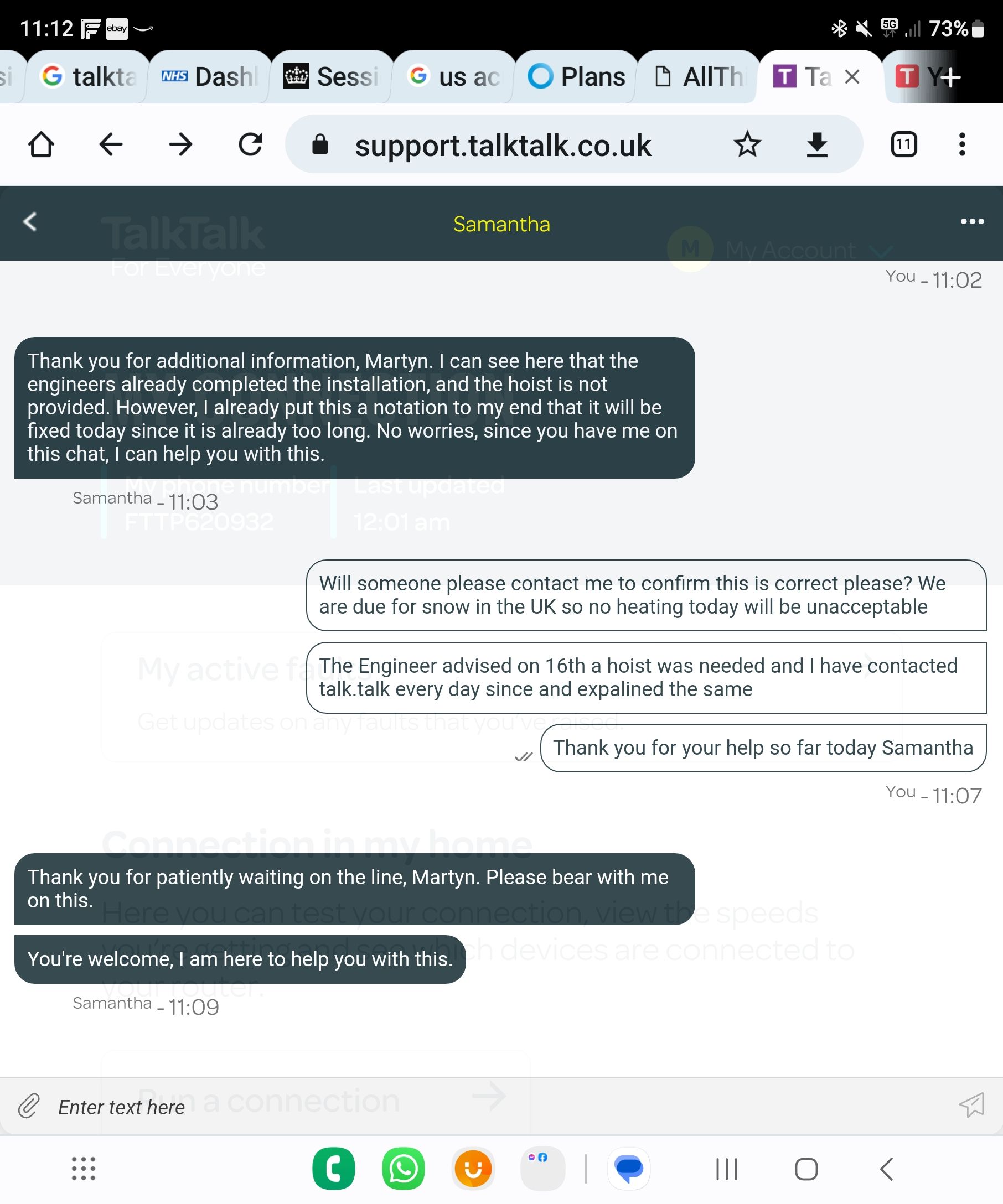 Failed fibre installation/Disconnected broadband TalkTalk Help & Support