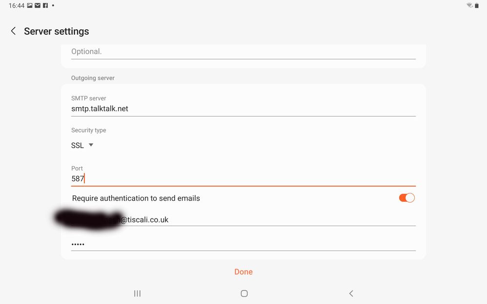 outgoing server settings