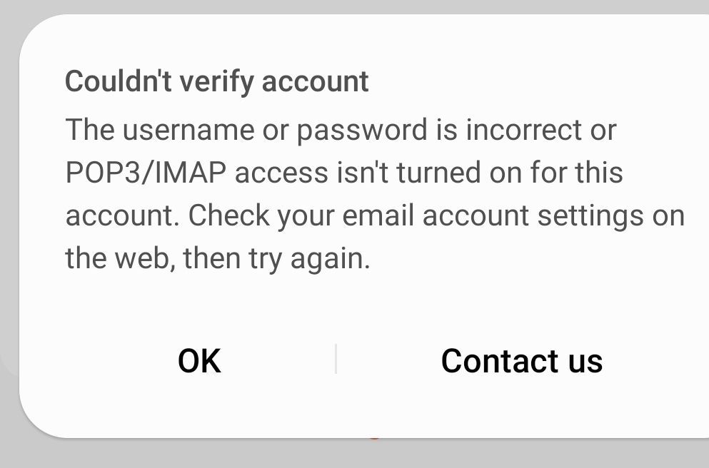 Error message on changing server settings