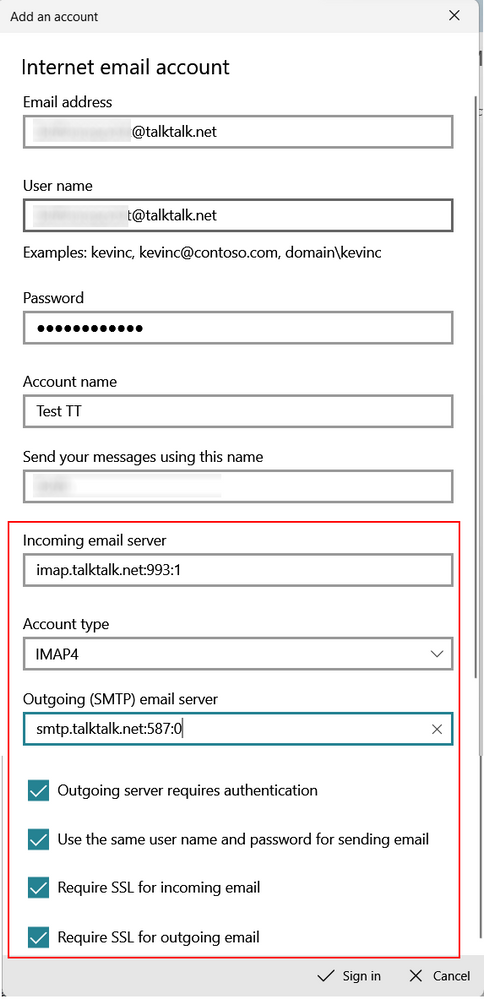 IMAP & SMTP settings