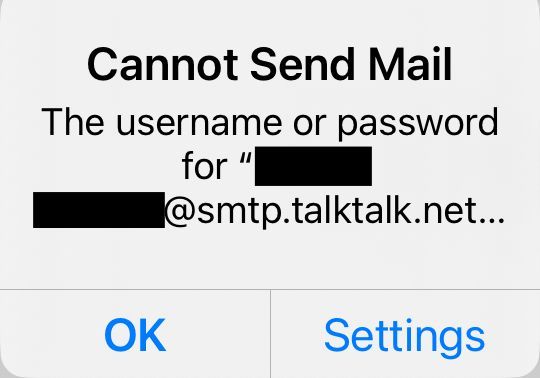 This is the message when I try to send email. I have again changed my password and have changed it in every location in the mail settings.
