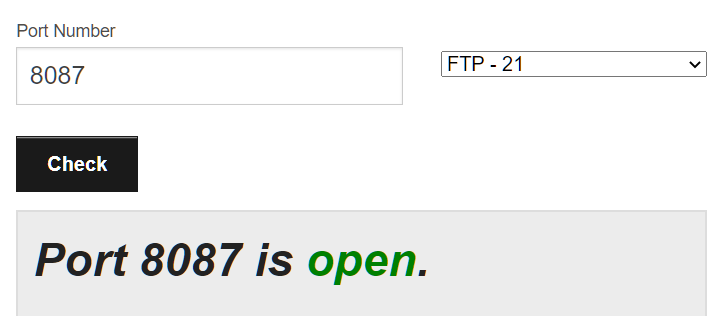 TCP 8087 Test