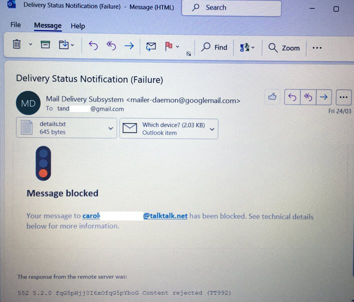 Blocked  Email Image from my Daughter