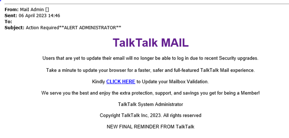example-of-phishing-email-with-Action-RequiredALERT-ADMINISTRATOR-in-subject