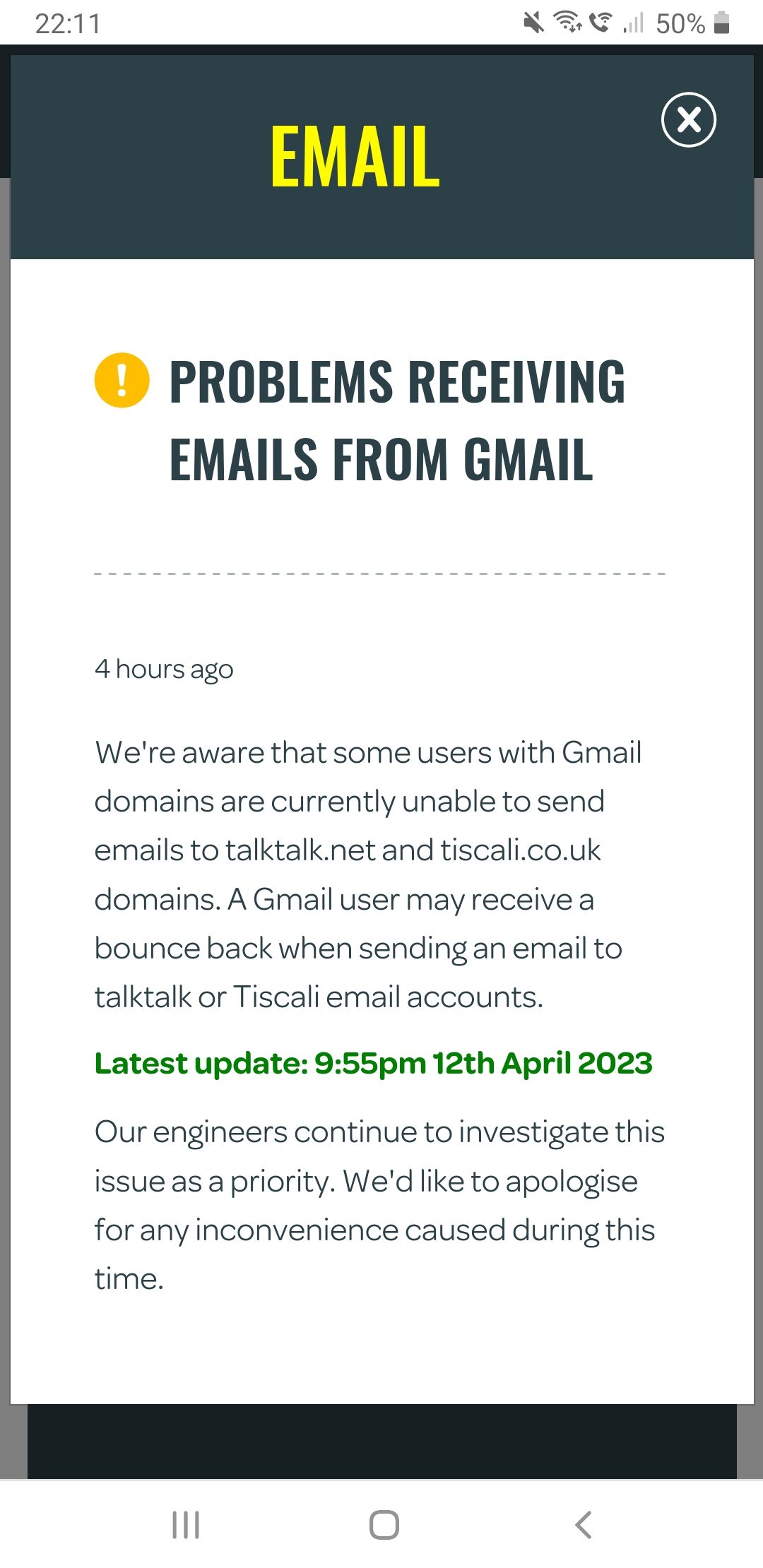 Emails Blocked TT992 April 2023 - TalkTalk Help & Support