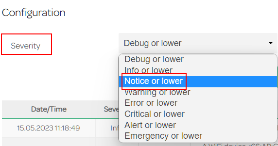 Syslog severity