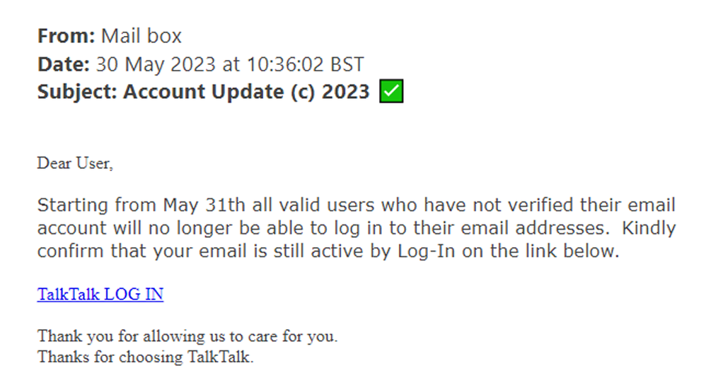 example-of-phishing-email-with-Account-Update-(c)-2023-in-subject