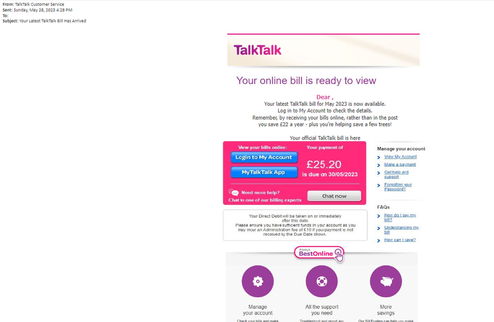 example-of-phishing-email-with-Your-Latest-TalkTalk-Bill-Has-Arrived-in-subject