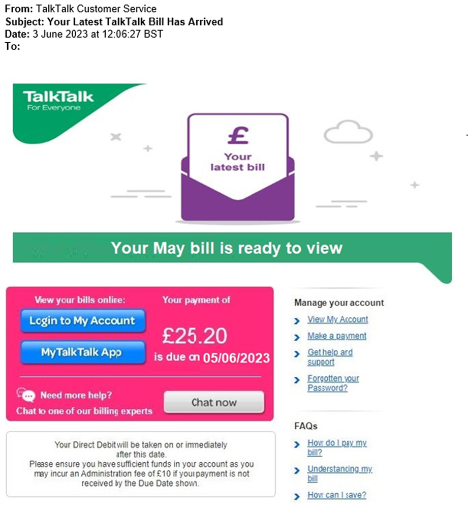 example-of-phishing-email-with-Your-Latest-TalkTalk-Bill-Has-Arrived-in-subject5th