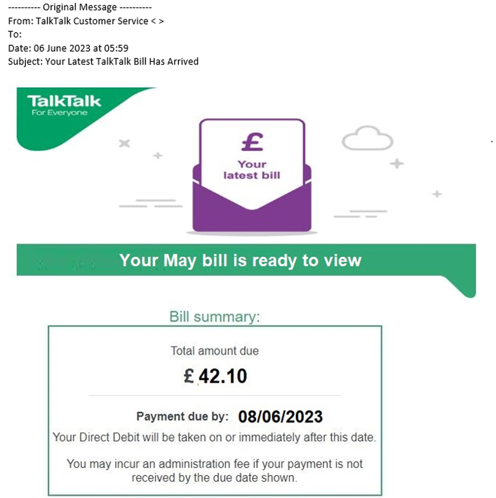 example-of-phishing-email-with-Your-Latest-TalkTalk-Bill-Has-Arrived-in-subject