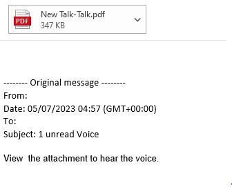 Phishing email example