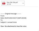 Phishing email example