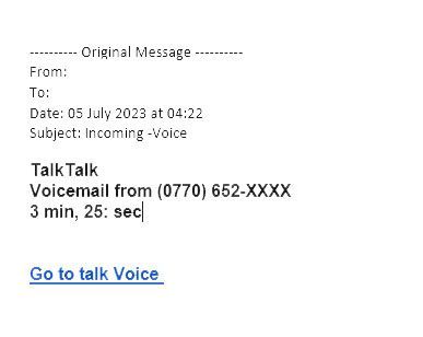 Phishing email example