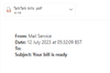 example-of-phishing-email-with-Your-bill-is-ready in-subject