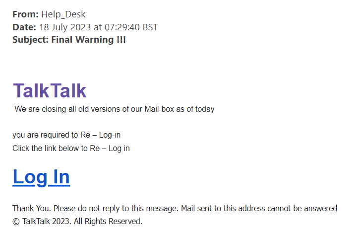 example-of-phishing-email-with-Final Warning !!! in subject