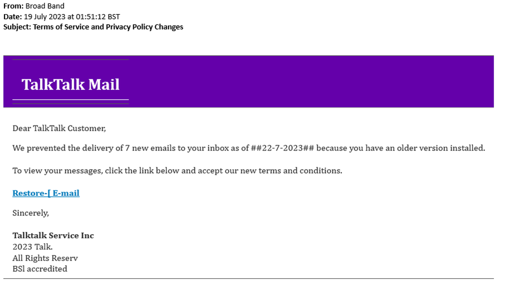 example-of-phishing-email-with-Terms-of-Service-and-Privacy-Policy-Changes-in-subject