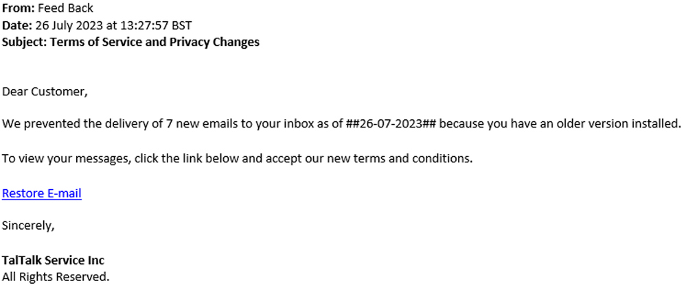example-of-phishing-email-with-Terms-of-Service-and-Privacy-Changes-in-subject