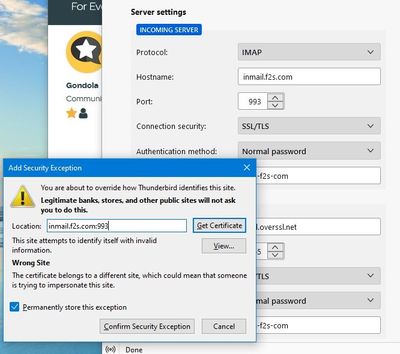 Thunderbird alert window