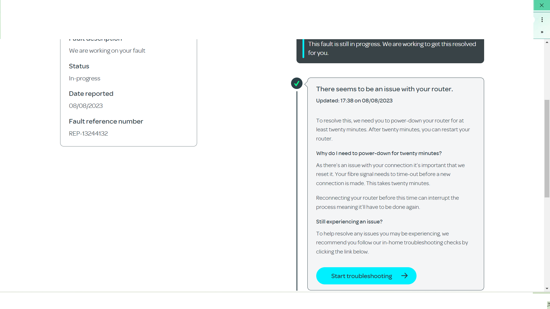 Fibre 500 and connection test - TalkTalk Help & Support