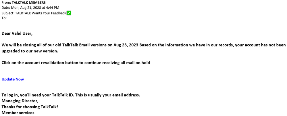 example-of-phishing-email-with-TALKTALK-Wants-Your-Feedback-in-subject