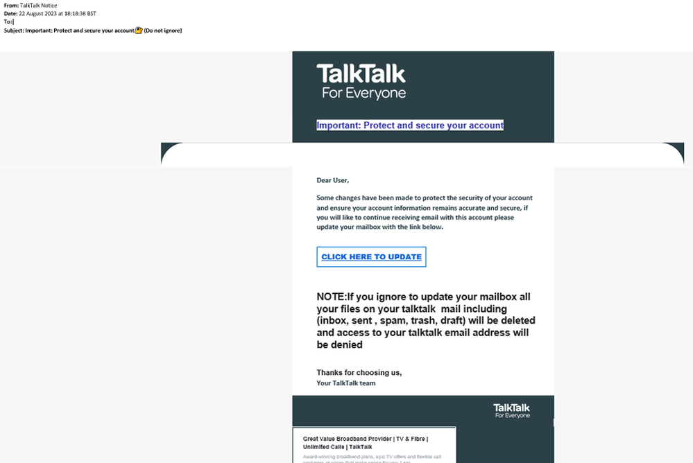 example-of-phishing-Email-with-Important-Protect-and-secure-your-account-in-subject