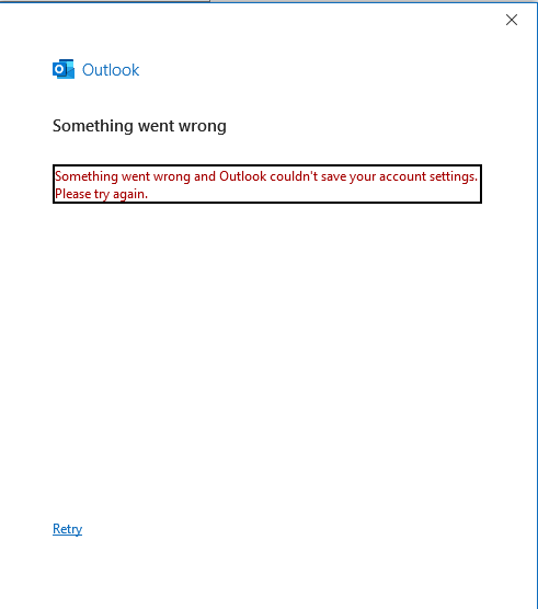Outlook failure