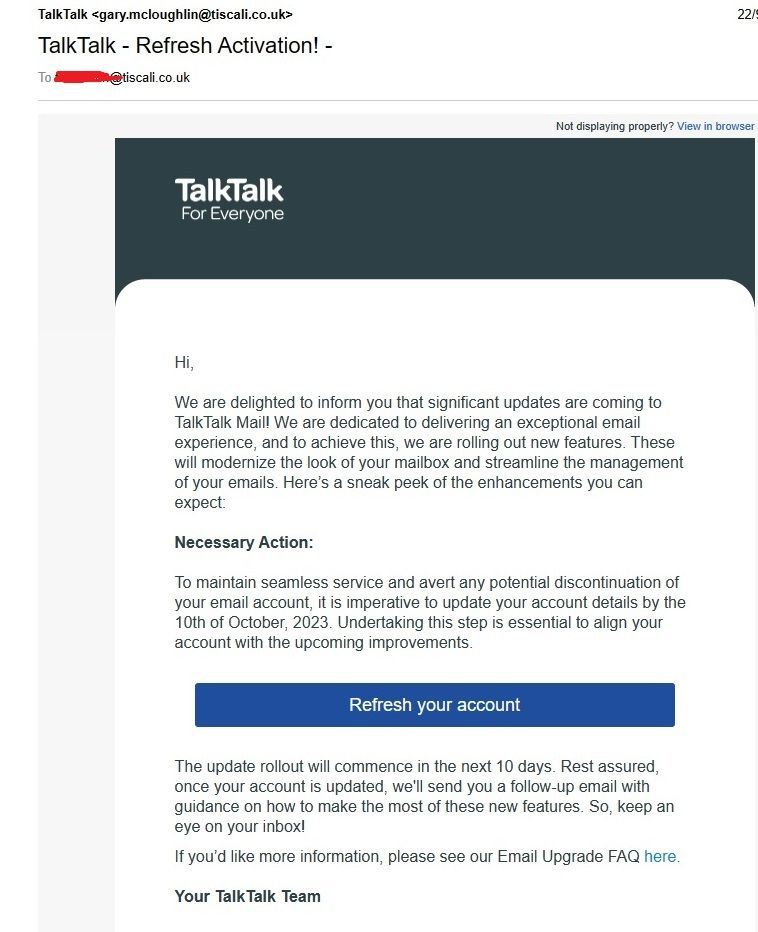 Refresh Activation A Scam Talktalk Help And Support