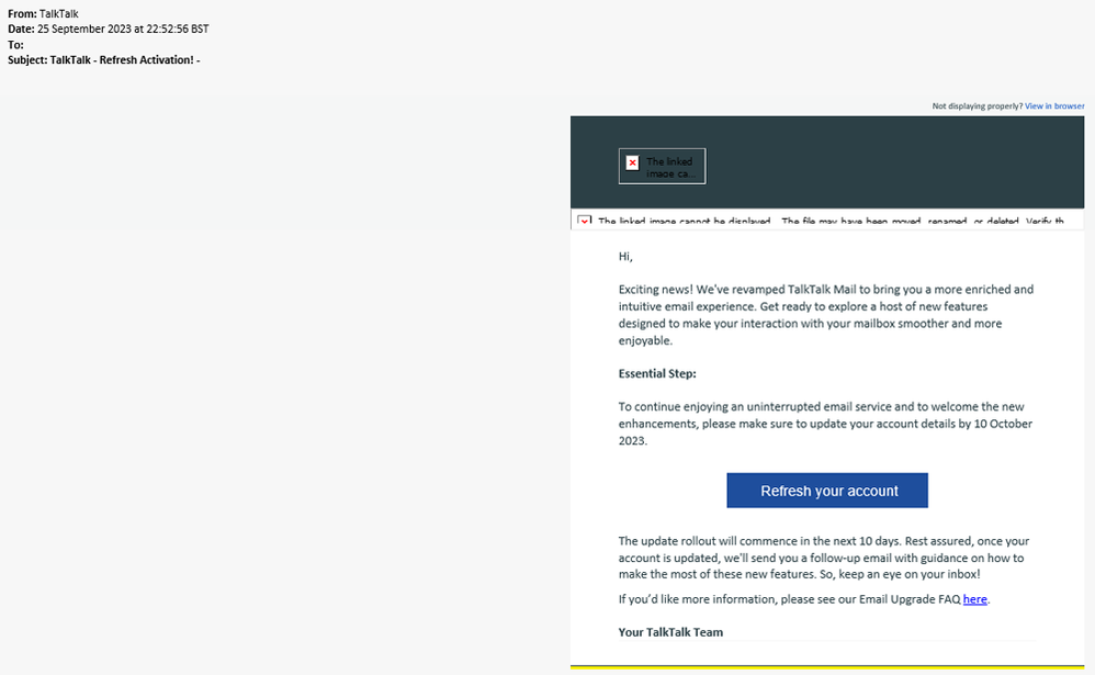 example-of-phishing-email-with-TalkTalk-Refresh-Activation-in-subject