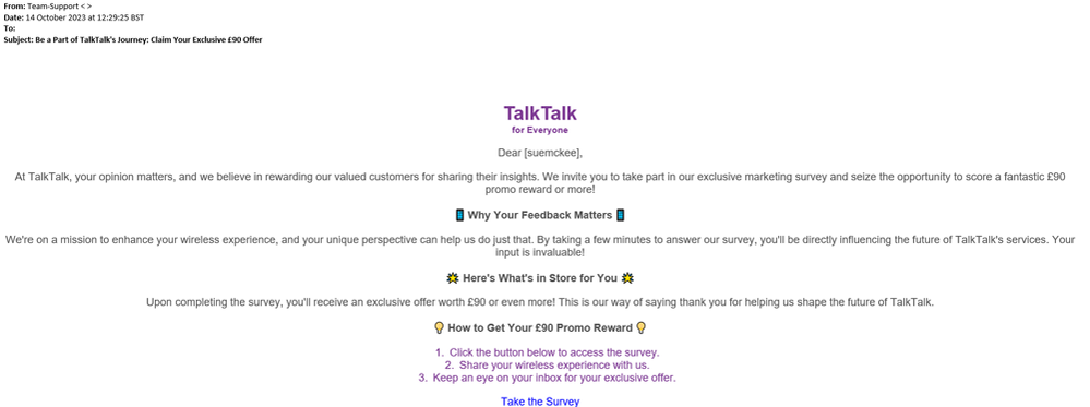 example-of-phishing-email-with-Be-a-Part-of-TalkTalk's-Journey-in-subject