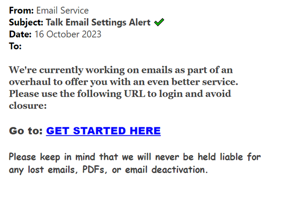 example-of-phishing-email-with-Talk Email Settings Alert in-subject