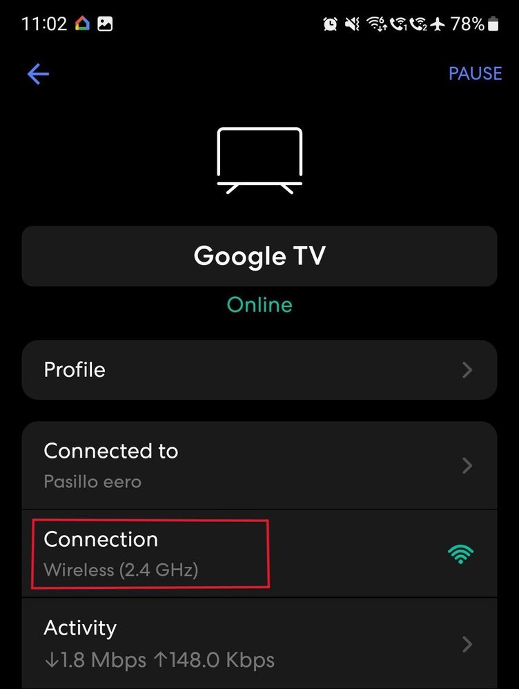 Google TV only 2.4 GHz