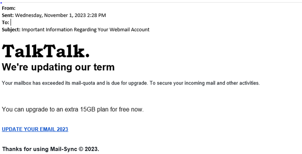 example-of-phishing-email-with-Important-message-regarding-your-Webmail-Account-in-subject