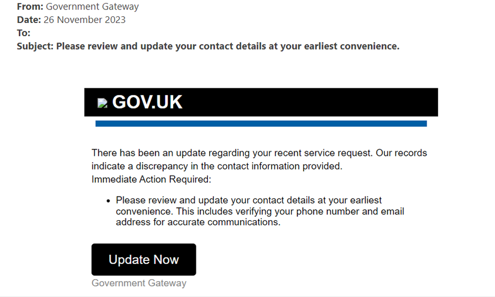 example-of-phishing-email-with-Please-review-and-update-your-contact-details-at-your-earliest-convenience-in-subject