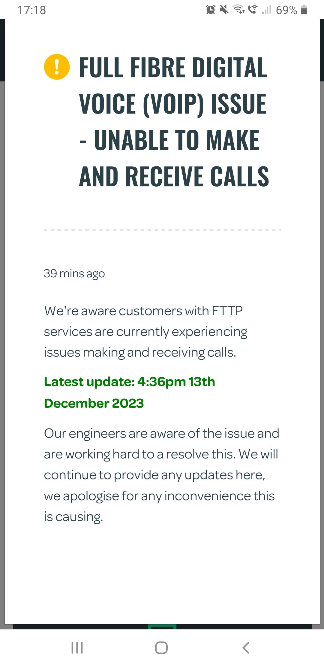 Landline rings but cuts out when answered, no inco... TalkTalk Help