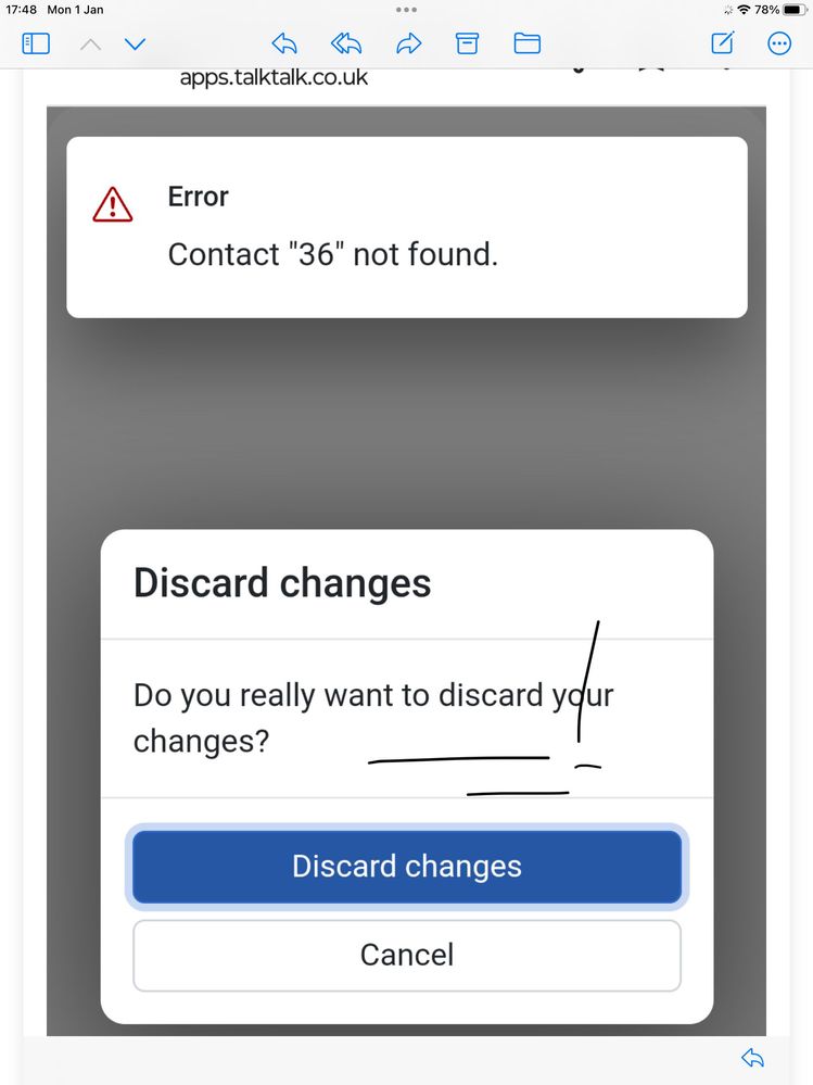 Email will not load. This message appears