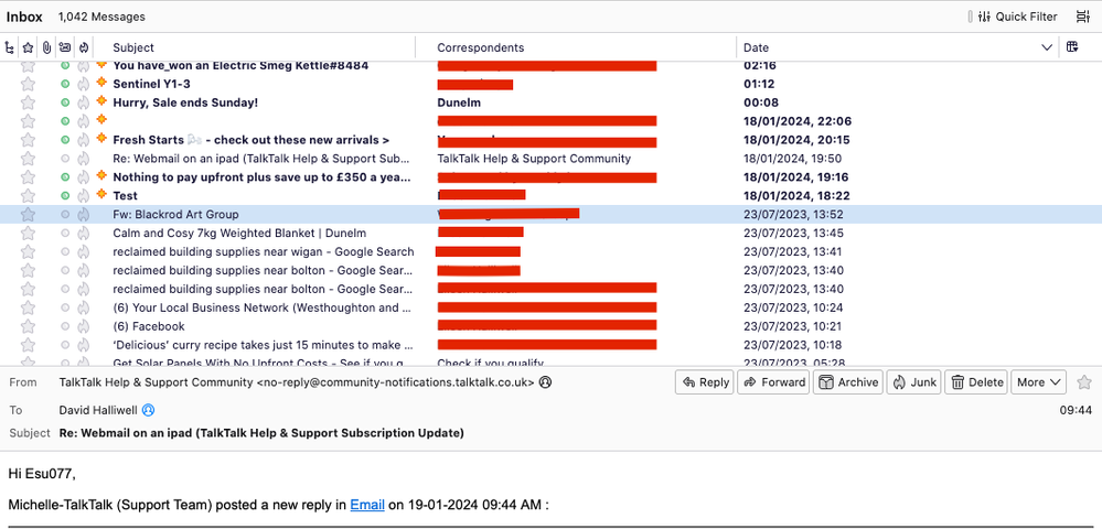 Showing  missing emails