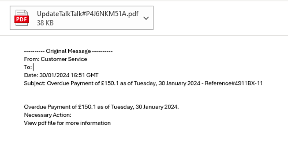 example-of-phishing-with-Overdue-Payment-of-150.1-as-of-Tuesday-in-subject