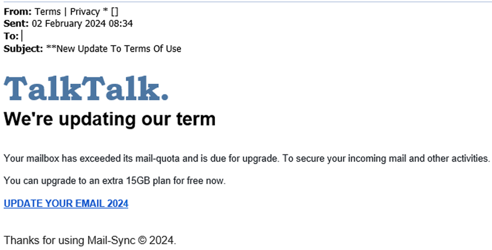 example-of-phishing-email-with-New-Update-To-Terms-Of-Use-in-subject