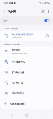 No TalkTalk73B0DAband1 network