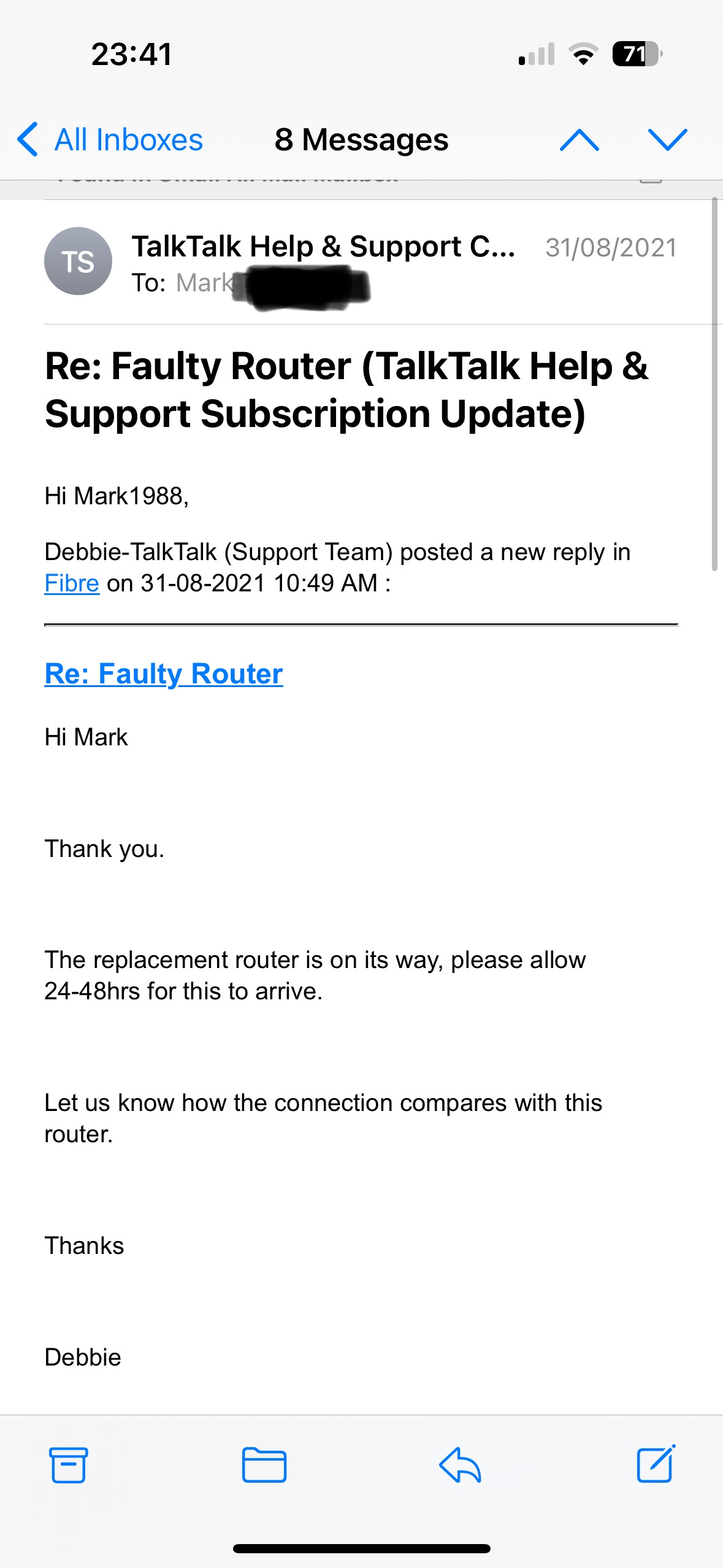 Faulty router (again) TalkTalk Help & Support