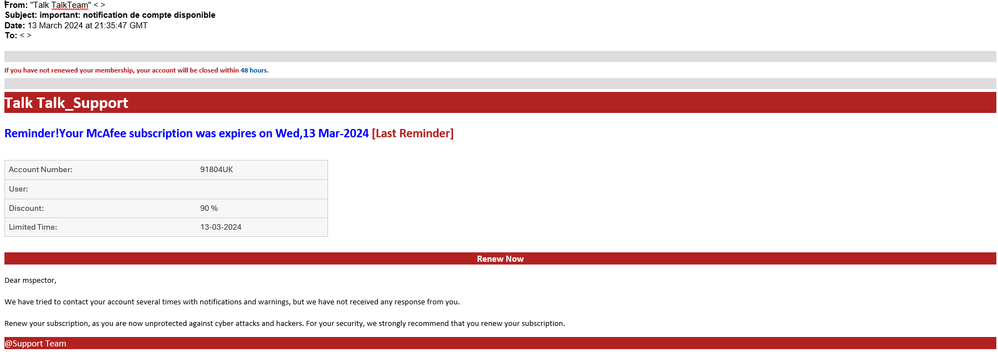 example-of-phishing-email-with-Important-notification de compte disponsible-in-subject