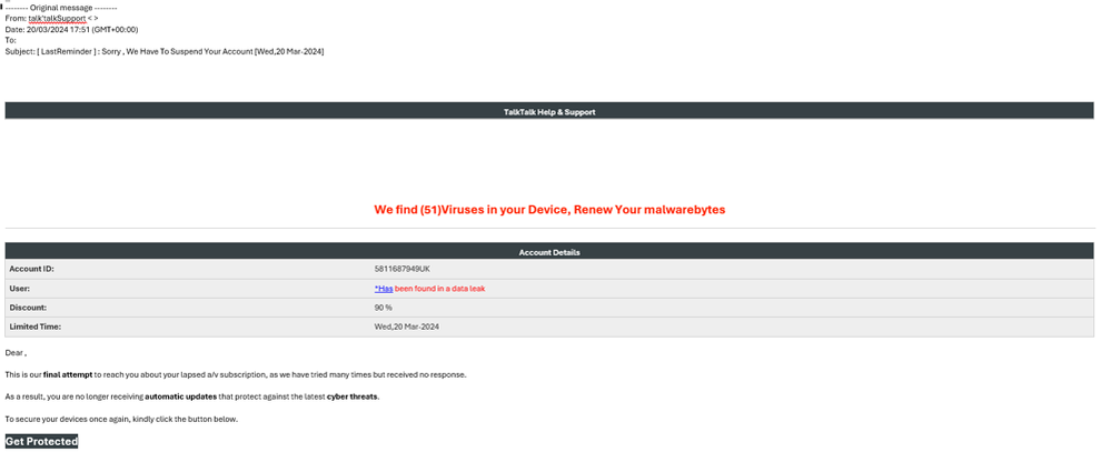 example-of-phishing-email-with-[LastReminder]-Sorry, We Have To Suspend  Your Account -in-subject