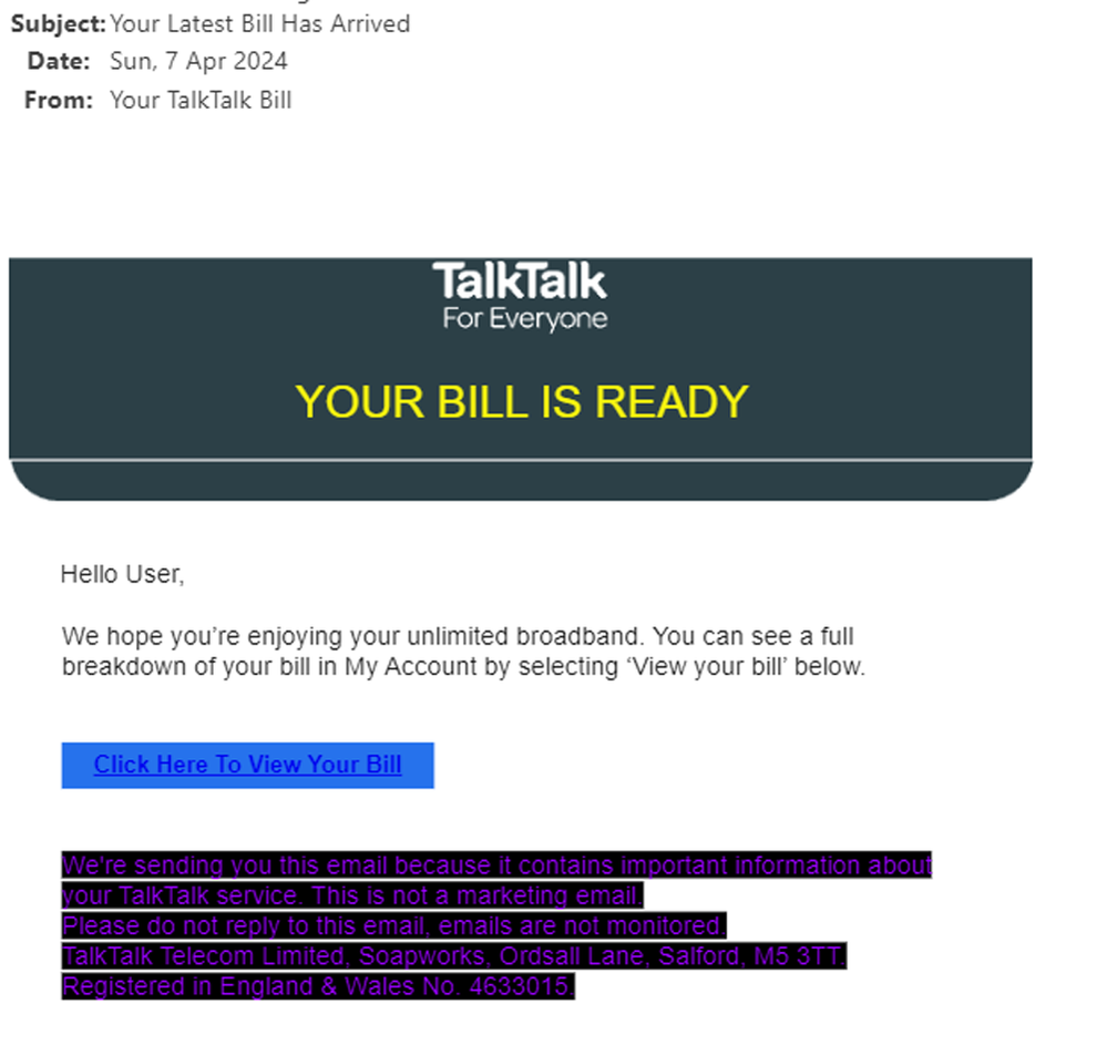 example-of-phishing-email-with-Your-TalkTalk-Bill-in-subject