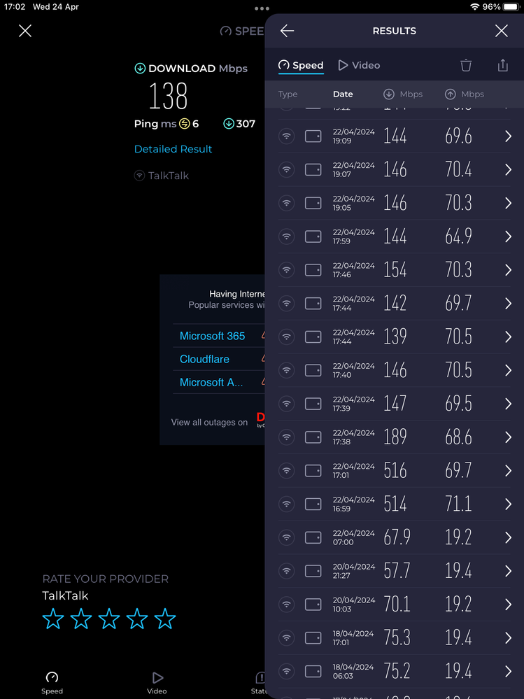 As you can see I was getting 500mbs