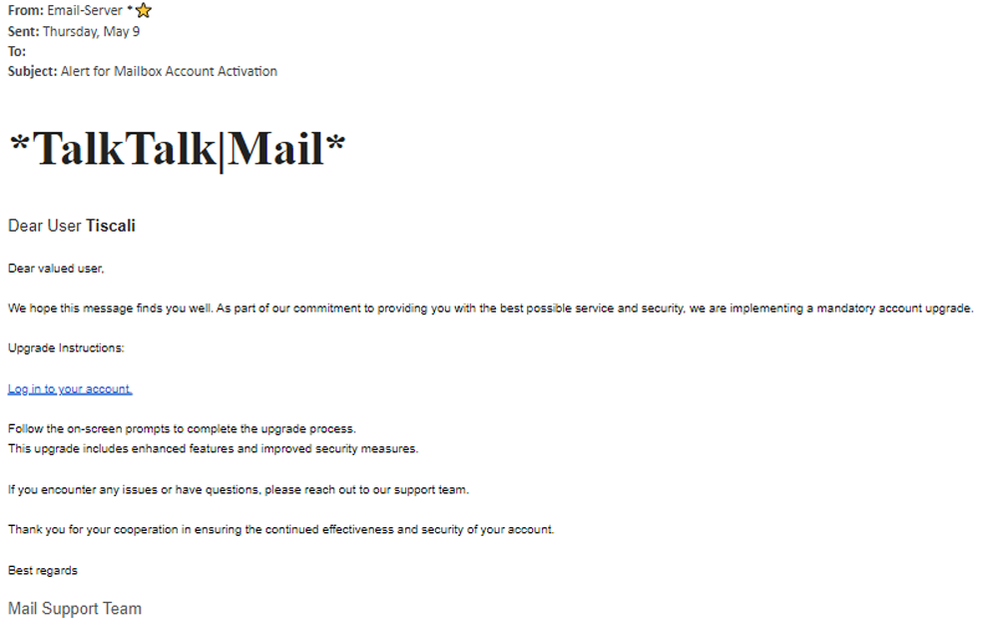 example-of-phishing-email-with-Alert-for-Mailbox-Account-Activation-in-subject